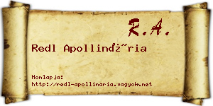 Redl Apollinária névjegykártya